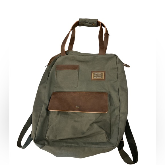 Finley Mill Collection Other - Finley Mill Cotton Canvas Backpack NWT Olive Green Vegan Leather Trim